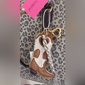Betsey Johnson Brown and Cream Boot bag charm